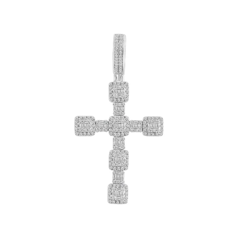 10KT Yellow Gold 1-1/4 CTW Diamond 55X29MM Cross Pendant. Chain Not Included