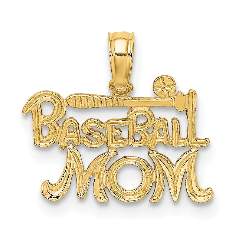 10KT Yellow Gold 10X15MM Baseball Mom Charm