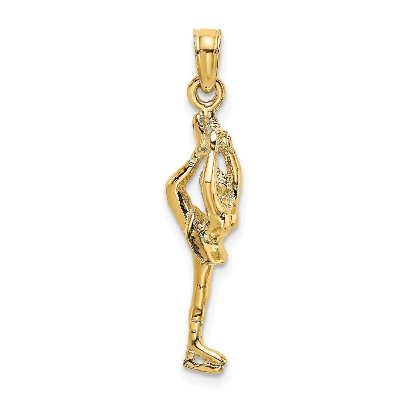 10KT Yellow Gold 21X6MM Three Dimensional Figure Skater Charm