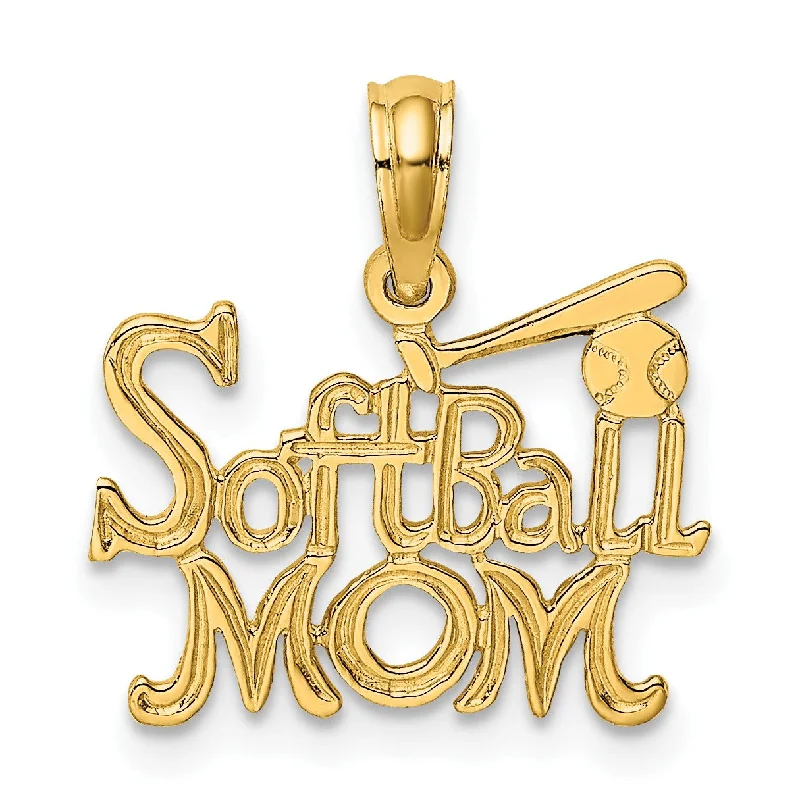 14KT Yellow Gold 12X16MM Softball Mom Charm