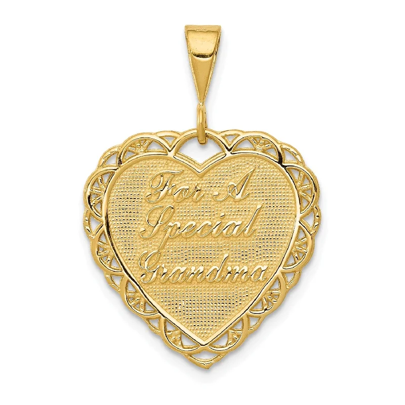 14KT Yellow Gold 21X19MM Heart Special Grandma Pendant. Chain Not Included