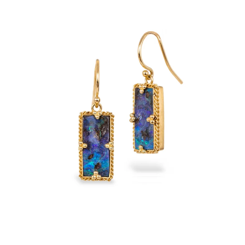 Boulder Opal Rectangle Earrings