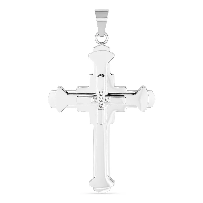 CZ Cross Stainless Steel Pendant / PDJ3485