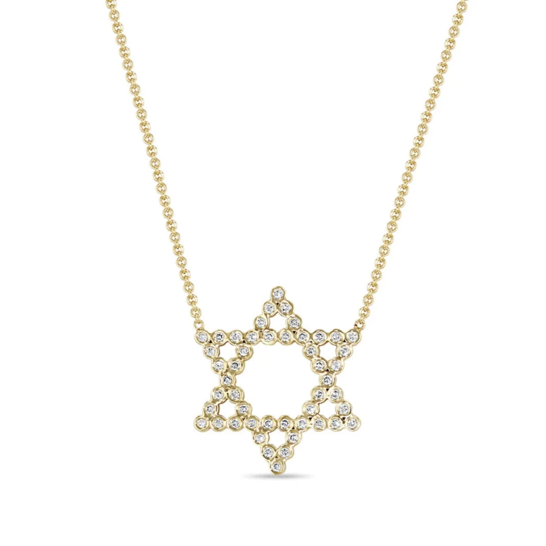 Diamond Bezel Star of David Necklace