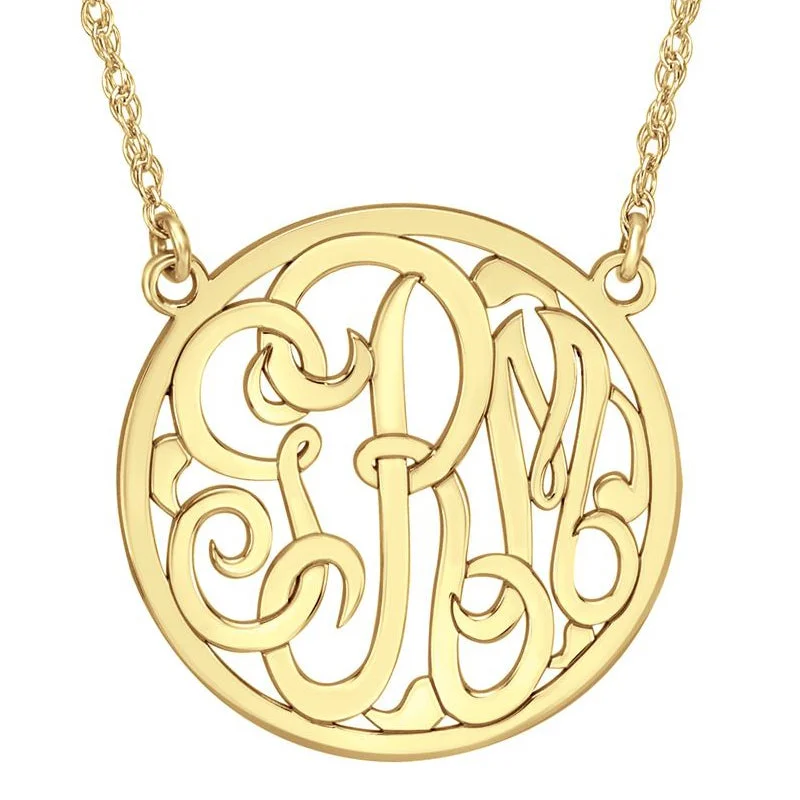 Fink's 25mm Custom Bordered Monogram Necklace