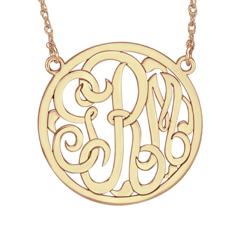 Fink's 40mm Classic Bordered Monogram Necklace