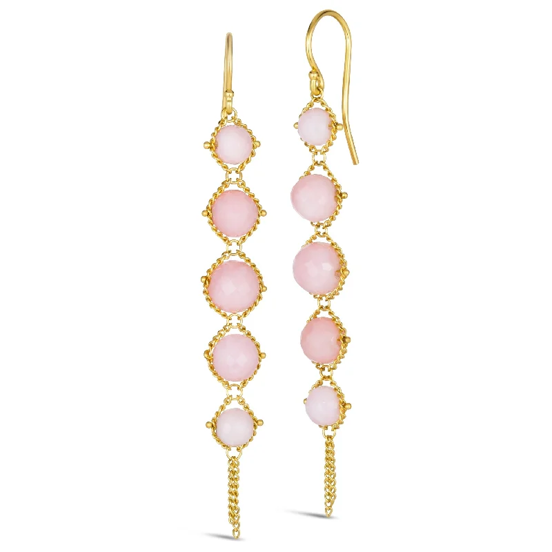 Long Textile Earring in Pink Opal