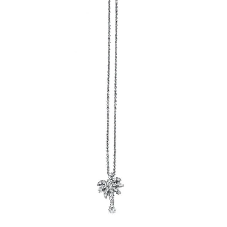 Roberto Coin Tiny Treasures White Gold and Diamond Palm Tree Pendant