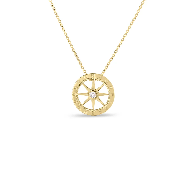 Roberto Coin Tiny Treasures Yellow Gold Diamond Compass Necklace