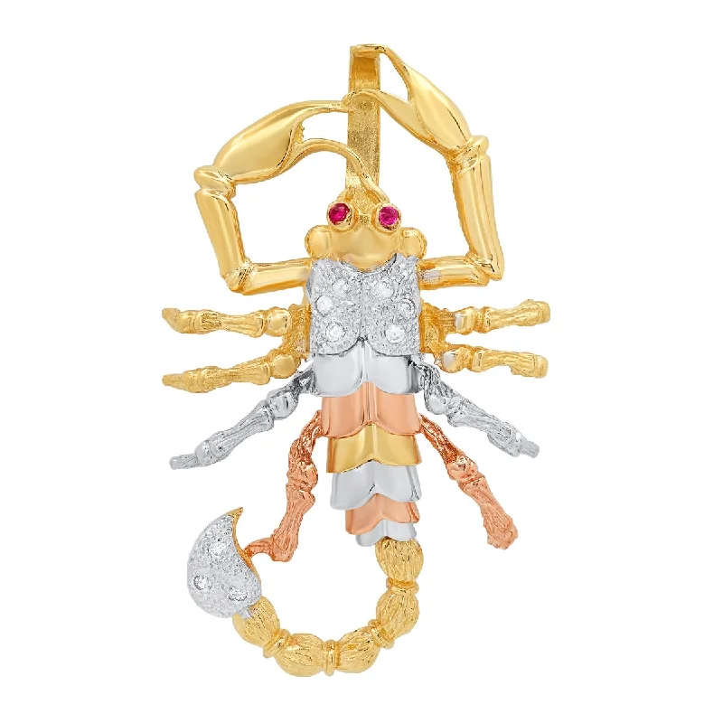 Roberto Martinez 14KT Gold Tri-Color Cubic Zirconia Scorpion Pendant. Chain Not Included