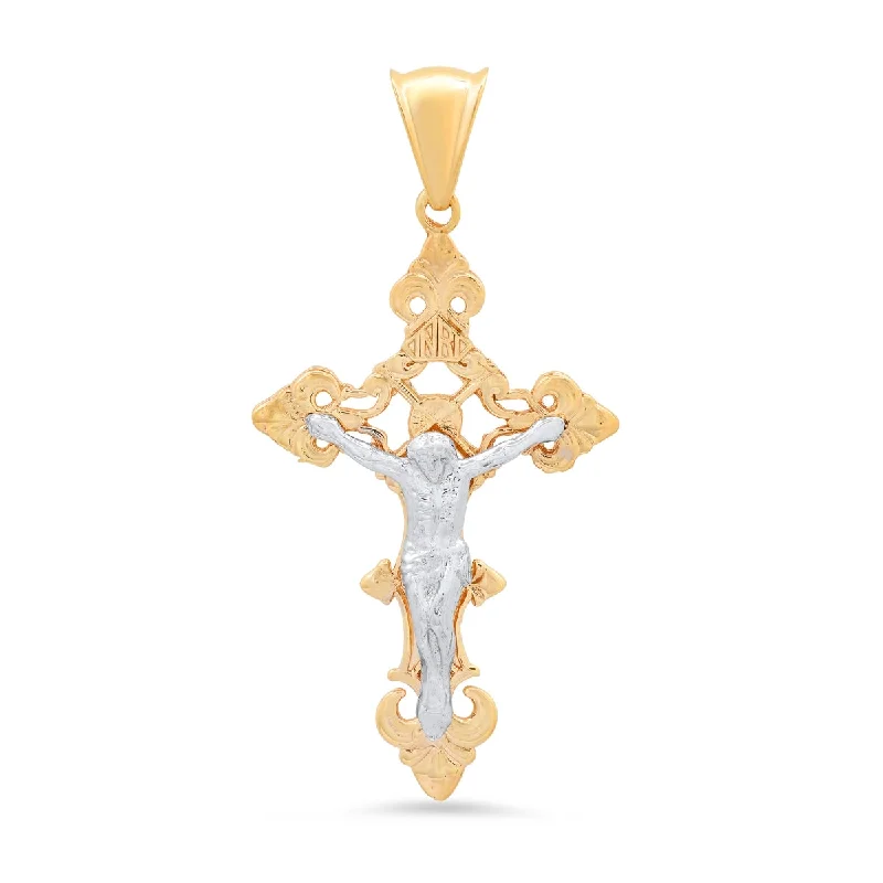 Roberto Martinez 14KT White and Yellow Gold 60X31MM Crucifix Cross Pendant. Chain Not Included