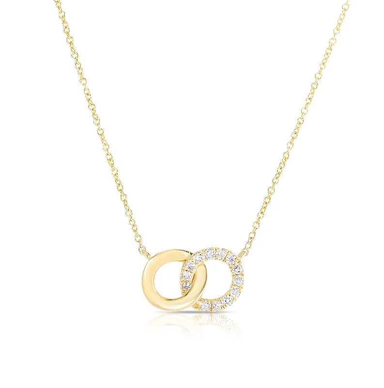 Sabel Collection 14K Double Circle Pendant Necklace with Diamonds