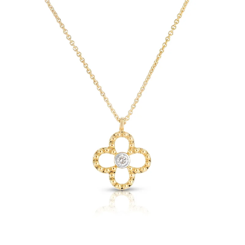 Sabel Collection 14K Yellow Gold Clover Necklace with Diamond