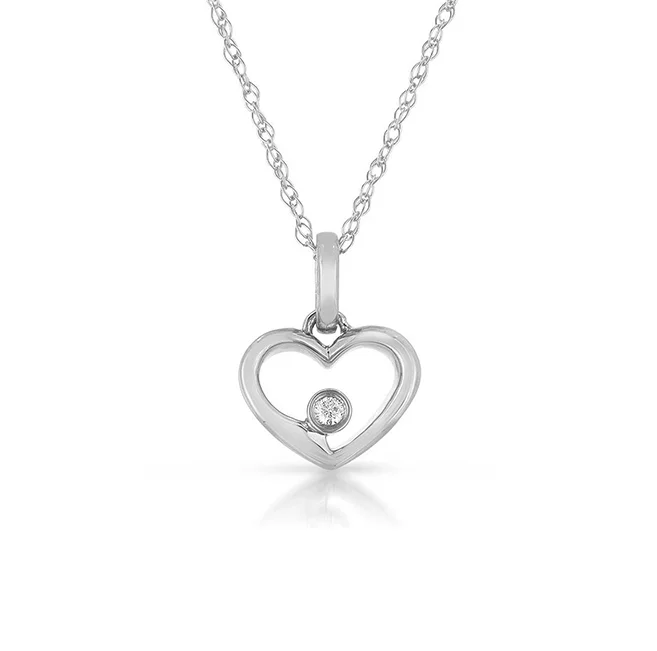 Sabel Collection Heart Pendant with Diamond in 14K White Gold