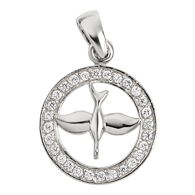 Sterling Silver CZ Circled Dove Pendant / SSP0186