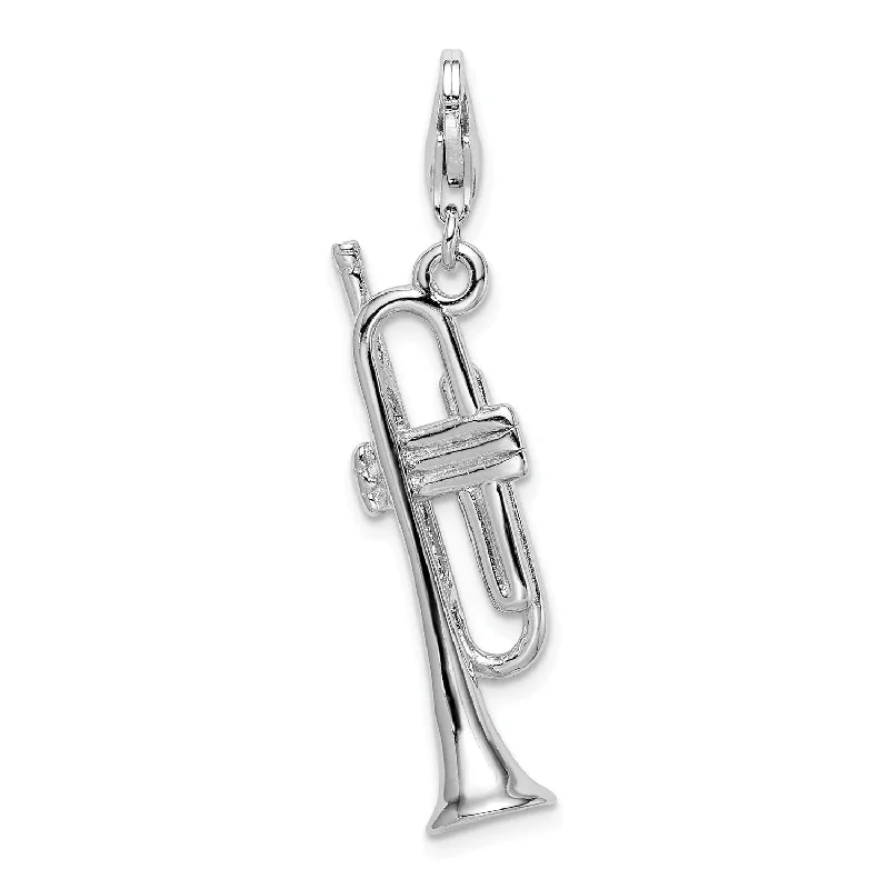 Sterling Silver RH Polished Trumpet w/Lobster Clasp Charm