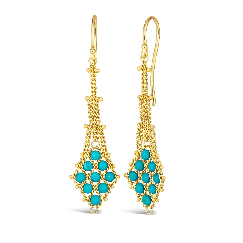 Suspended Lattice Earrings in Turquoise