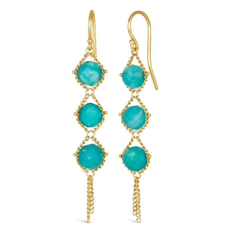 Textile Trio Earrings in Amazonite