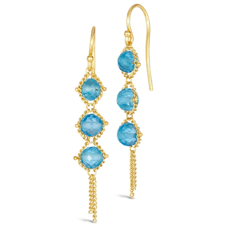 Textile Trio Earrings in London Blue Topaz