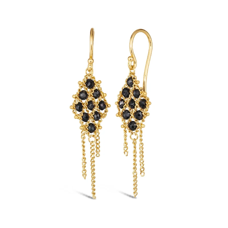 Woven Lattice Earrings in Black Diamond