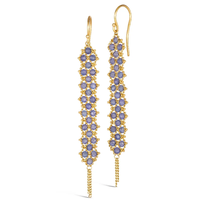 Woven Textile Earrings in Tanzanite