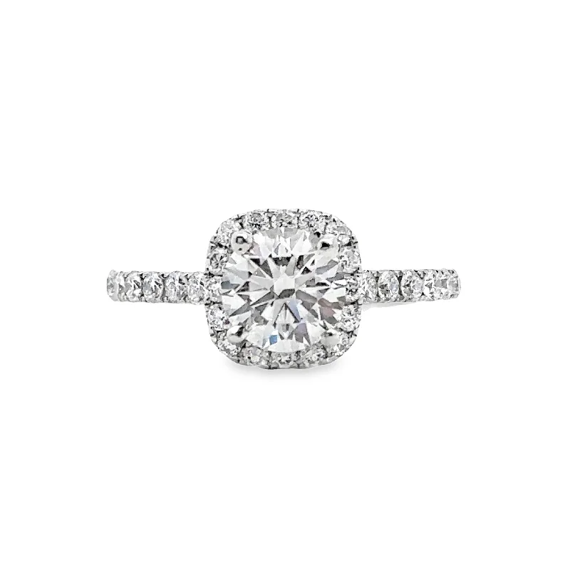 Lab Grown White Gold Diamond Halo Engagement Ring