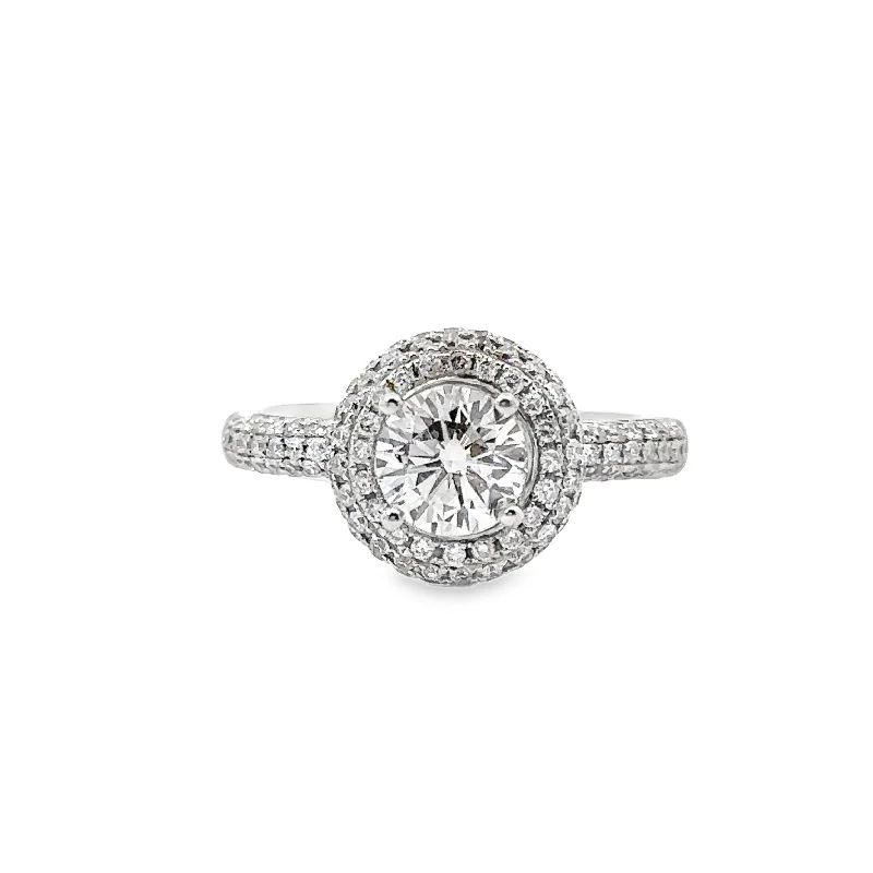 Lab Grown White Gold Diamond Halo Engagement Ring