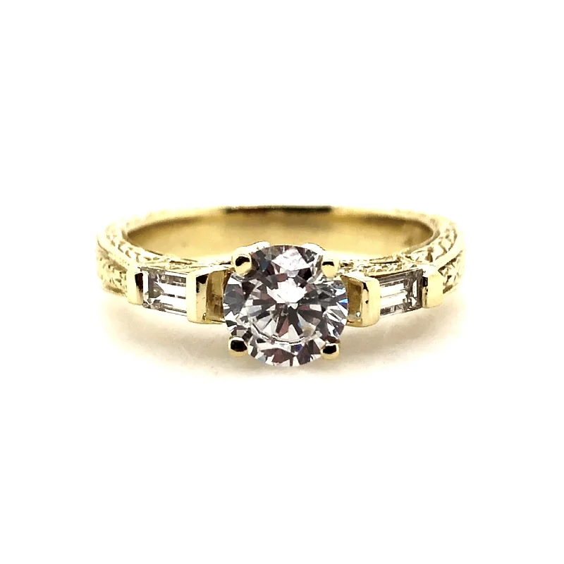 Yellow Gold Three Stone Engagement Ring