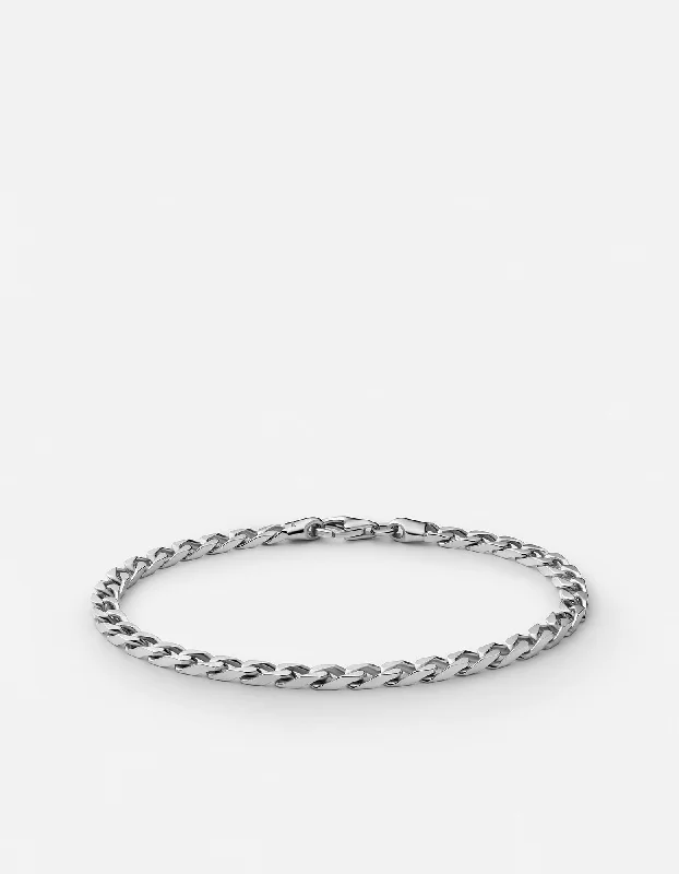 4mm Cuban Chain Bracelet, Sterling Silver