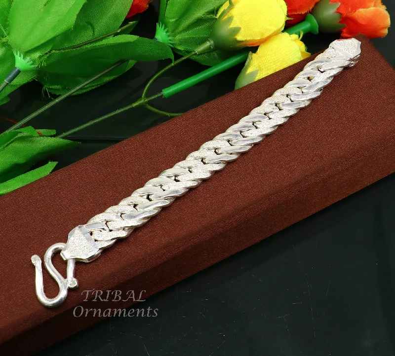 925 sterling silver handmade heavy design vintage stylish solid chain bracelet, stylish bracelet gifting unisex ethnic jewelry sbr407