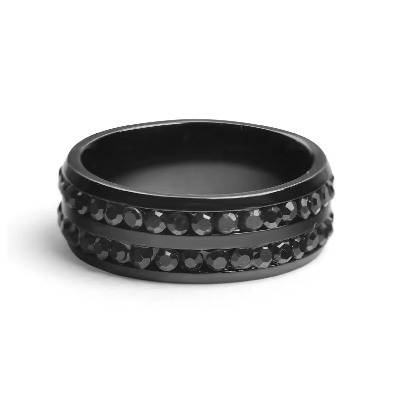 Black CZ Stones With Black Trim Stainless Steel Ring / ZRJ9010