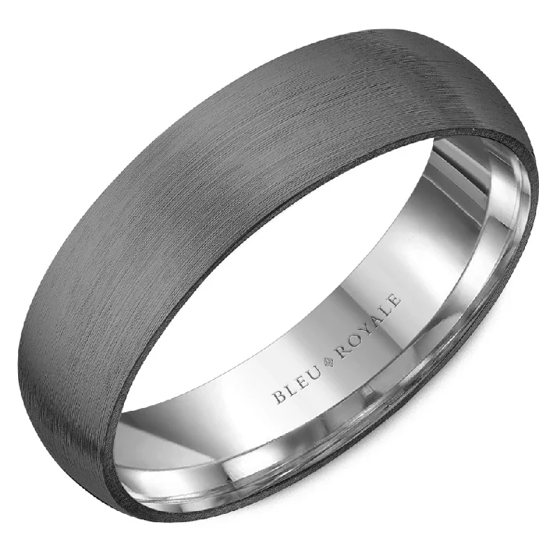 CrownRing Textured 6mm Wedding Ring in 14K White Gold/Tantalum