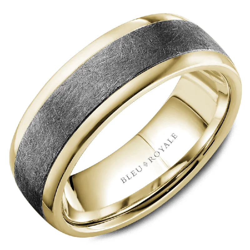 CrownRing Textured 7.5mm Wedding Ring in 14K Yellow Gold/Tantalum