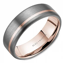 CrownRing Textured 7mm Wedding Ring in 14K Rose Gold/Tantalum