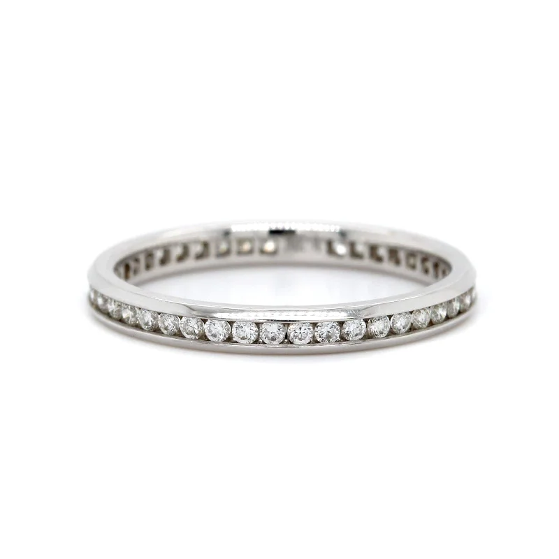 18K White Gold Channel Set Diamond Eternity Band