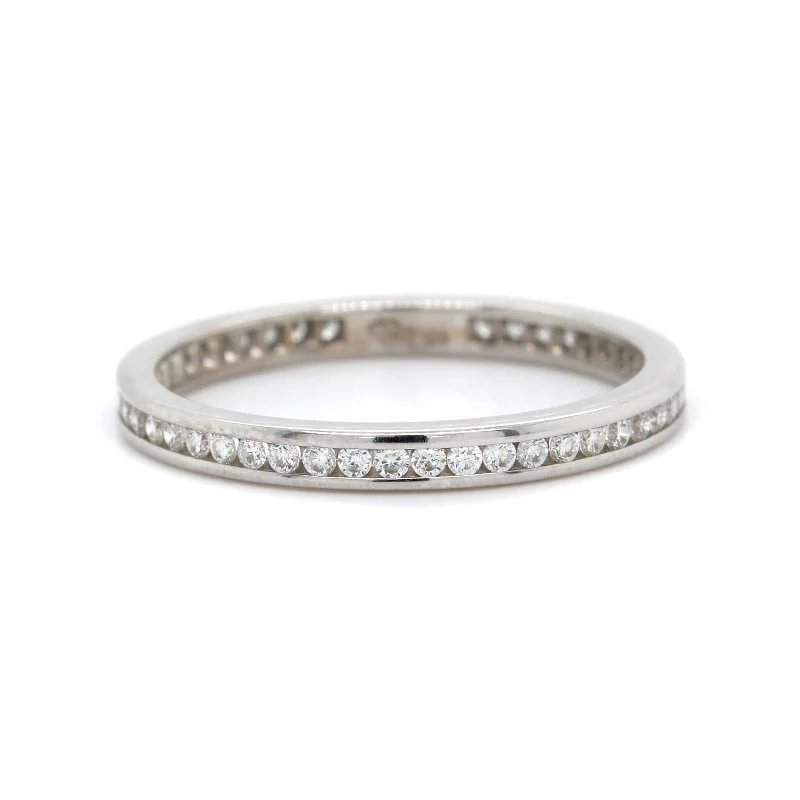 18K White Gold Channel Set Diamond Eternity Band