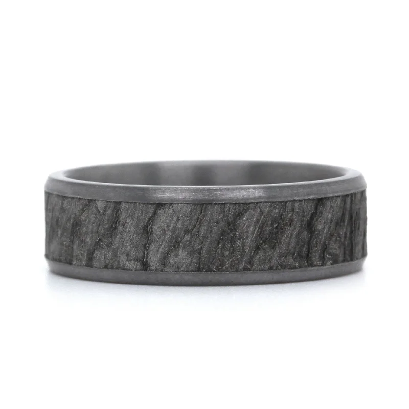 Grey Tantalum Band with Lava Rock Center