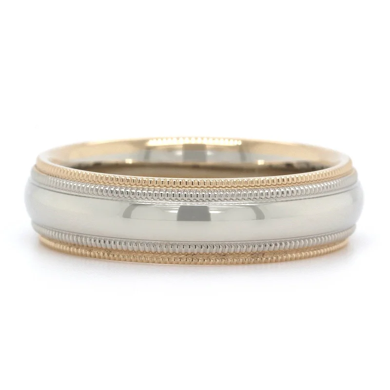 14K Two-Tone Polished with Milgrain Band