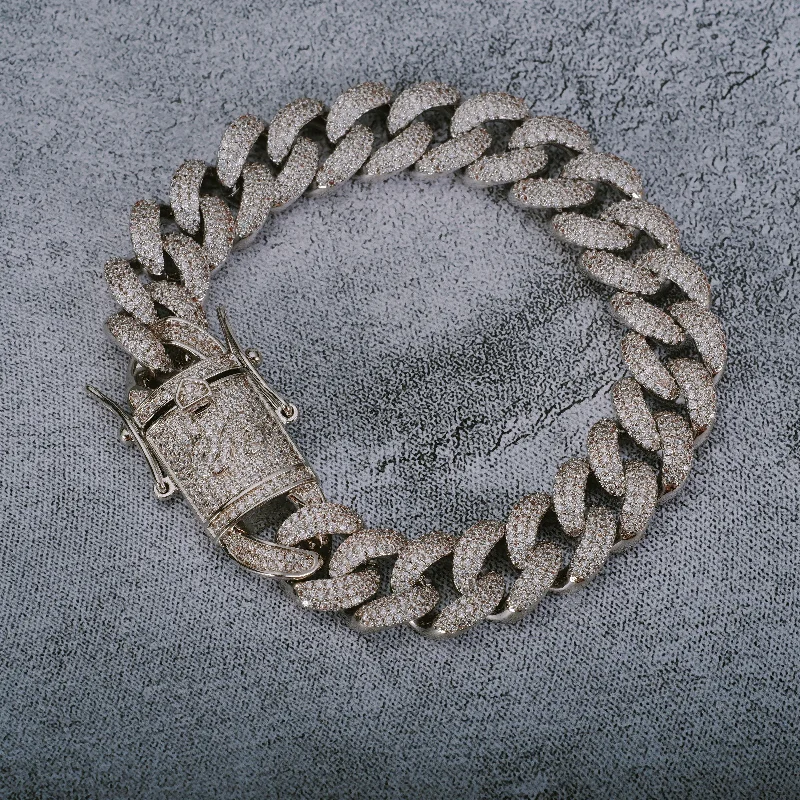 [GUU-PREM] 12MM 18K White Gold-Plated Cuban Link Bracelet