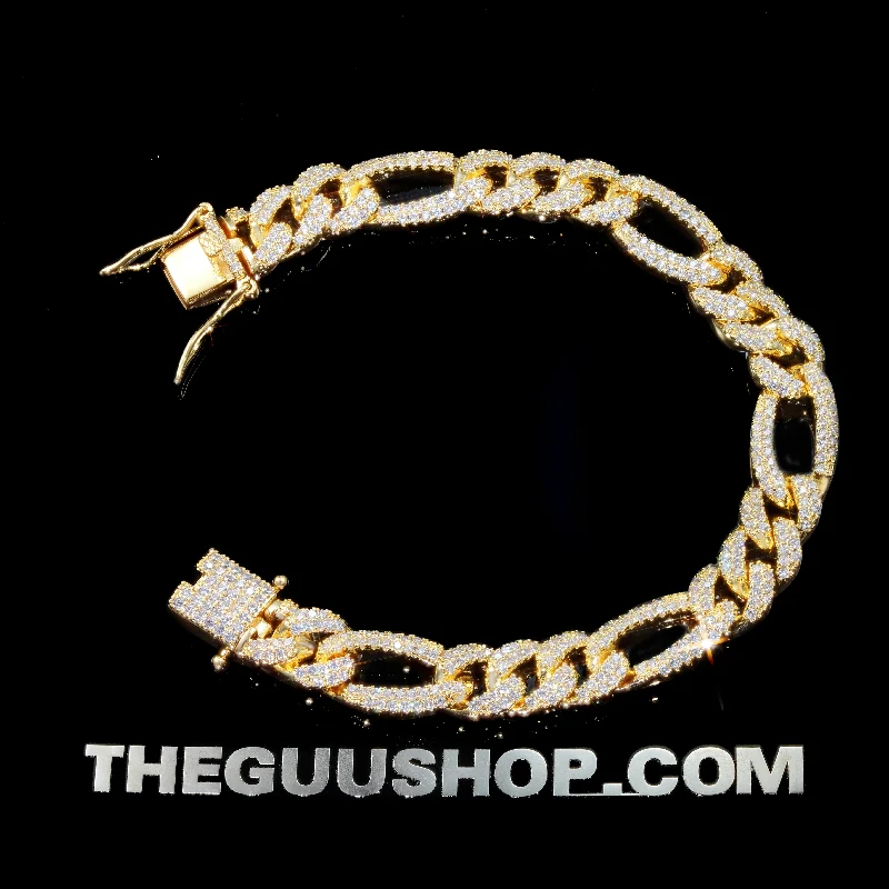 Iced 10mm Gold-Plated Miami Zircon #Iron Lock# Hip Hop Bracelet