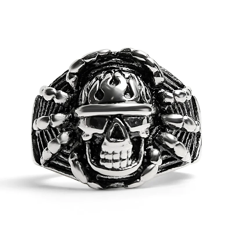 Polished Detailed Skull Stainless Steel Ring / SCR2006