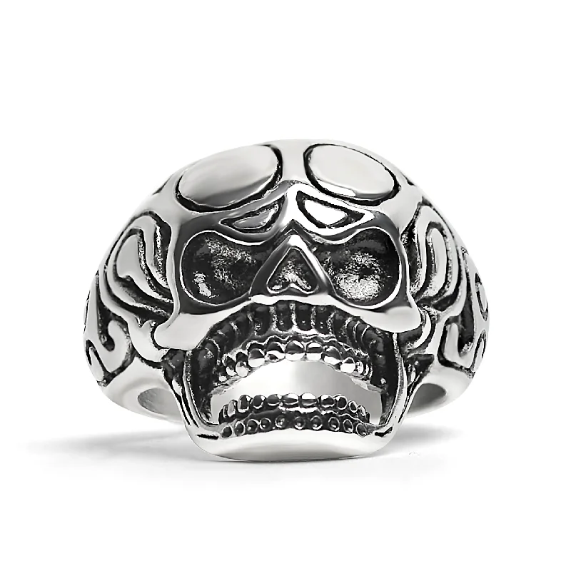 Polished Skull Stainless Steel Ring / SCR2019