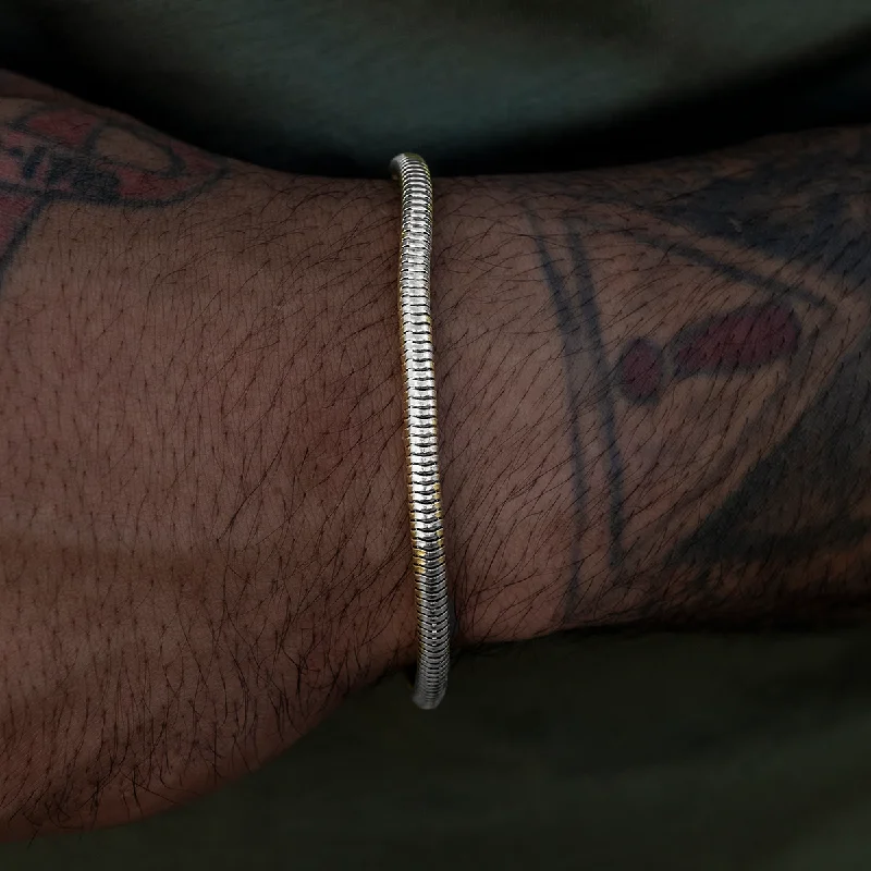 Snake Chain Bracelet in White Gold- 4mm