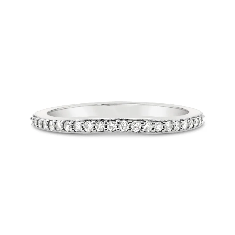 White Gold Curved Diamond Wedding Band