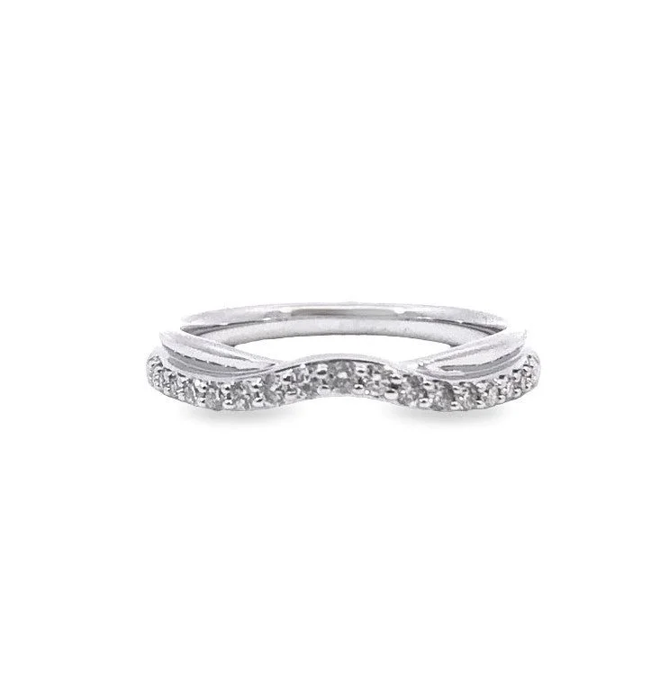 White Gold Curved Diamond Wedding Band