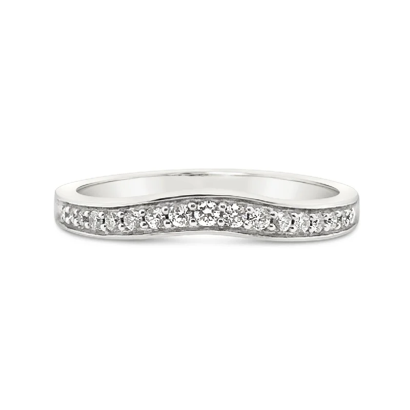 White Gold Curved Diamond Wedding Band