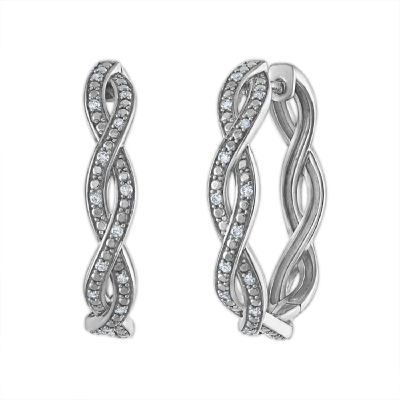 1/4 CTW Diamond Twist Hoop Earrings in Sterling Silver