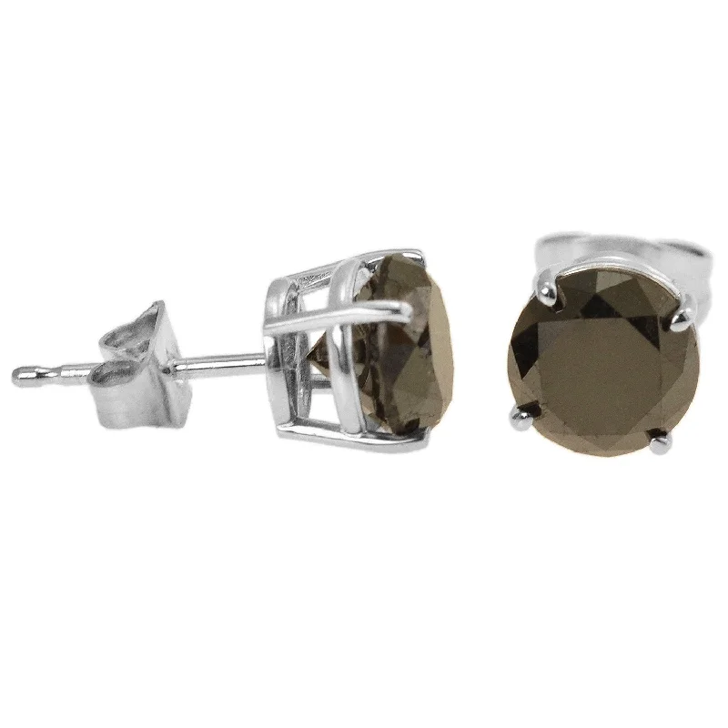 10K White Gold 7/8 CTW Rd Black Diamond Stud Earrings