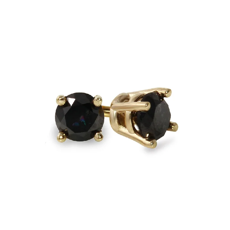 10K Yellow Gold 1/3 CTW Rd Black Diamond Stud Earrings