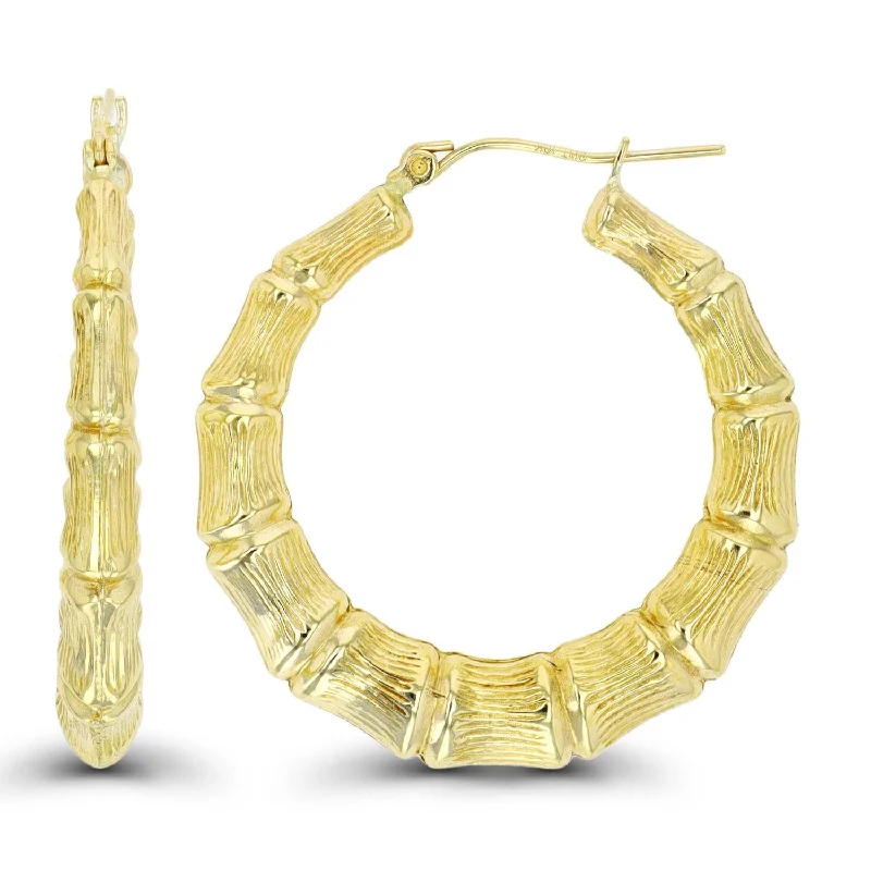 10KT Yellow Gold 35X5MM Hoop Bamboo Earrings